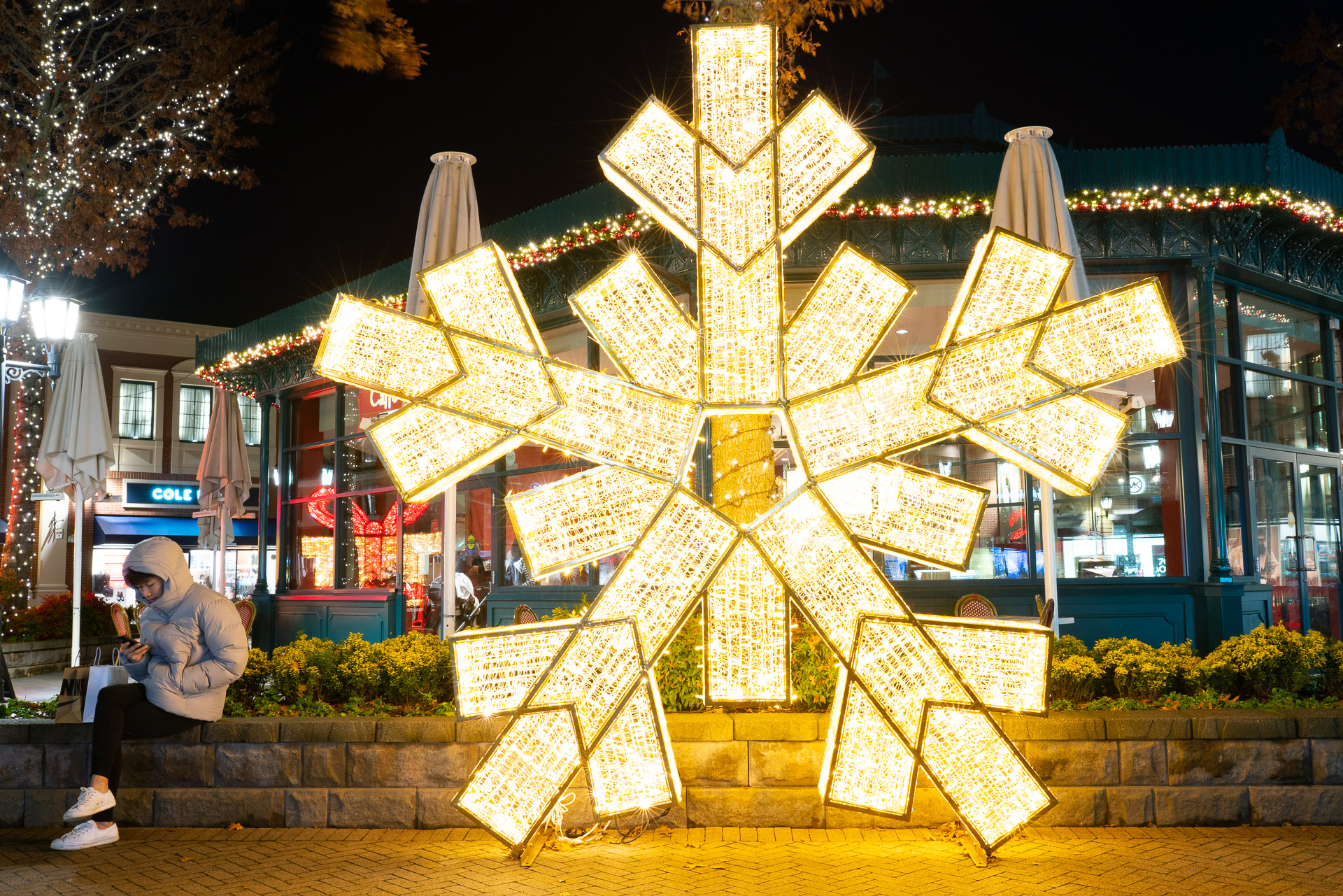 Commercial lighting installation: commercial christmas custom structures 7854