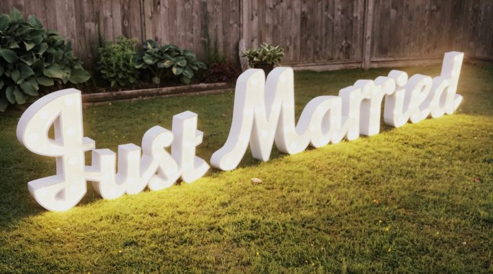 Wedding Lights Installation - Event Lighting - Just Married Marquee Sign
